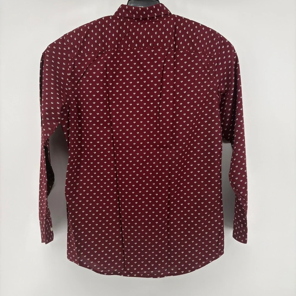 Banana Republic Mens Burgundy Geometric Soft Wash Slim Fit Button Down Shirt L